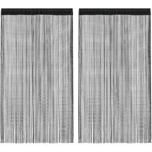 vidaXL 2x String Curtains 140x250cm Black Room Divider Window Door Background vidaXL 2x String Curtains 140x250cm Black Room Divider Window Door Background