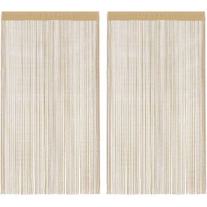 vidaXL 2x String Curtains 140x250 cm Beige Room Divider Window Door Background - Curtains vidaXL 2x String Curtains 140x250 cm Beige Room Divider Window Door Background - Curtains