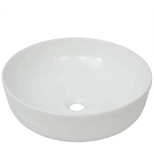 vidaXL White Ceramic Round Basin - 41.5x13.5cm Bathroom Sink vidaXL White Ceramic Round Basin - 41.5x13.5cm Bathroom Sink