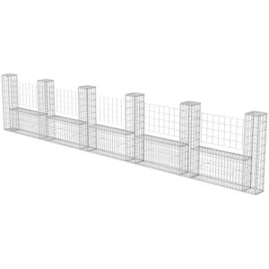 vidaXL Galvanized Steel U-Shape Gabion Basket - 570x20x100cm vidaXL Galvanized Steel U-Shape Gabion Basket - 570x20x100cm