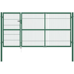 vidaXL Garden Fence Gate - Heavy-Duty Steel, Green - 350x140 cm - Garden Fence Gate vidaXL Garden Fence Gate - Heavy-Duty Steel, Green - 350x140 cm - Garden Fence Gate