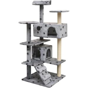 vidaXL Cat Tree with Sisal Scratching Posts 125 cm Paw Prints Grey Play Tower vidaXL Cat Tree with Sisal Scratching Posts 125 cm Paw Prints Grey Play Tower
