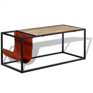 vidaXL Table basse avec porte-revues en cuir véritable - Table basse - Publicité vidaXL Table basse avec porte-revues en cuir véritable - Table basse - Publicité