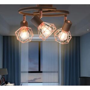 vidaXL Copper Industrial Ceiling Lamp with 3 LED Bulbs - Ceiling Lighting vidaXL Copper Industrial Ceiling Lamp with 3 LED Bulbs - Ceiling Lighting