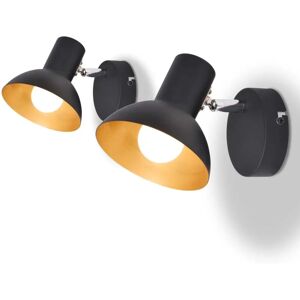 vidaXL Black and Gold Wall Lamps 2 pcs E27 - Wall Light Fixture vidaXL Black and Gold Wall Lamps 2 pcs E27 - Wall Light Fixture