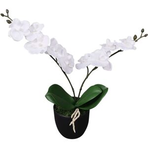 vidaXL Artificial Orchid Plant with Pot - 30 cm White - Artificial Orchid vidaXL Artificial Orchid Plant with Pot - 30 cm White - Artificial Orchid