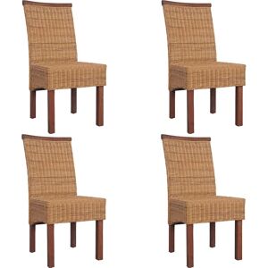 vidaXL Brown Rattan Dining Chairs Set of 4 vidaXL Brown Rattan Dining Chairs Set of 4