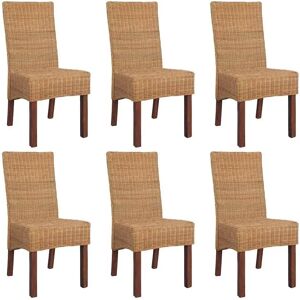 vidaXL Dining Chairs 6 pcs Brown Natural Rattan - Dining Chairs vidaXL Dining Chairs 6 pcs Brown Natural Rattan - Dining Chairs