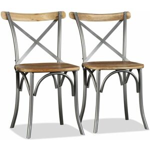 VidaXL Solid Mango Wood Dining Chairs - Set of 2 VidaXL Solid Mango Wood Dining Chairs - Set of 2