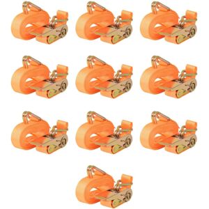 vidaXL 10x/4x Ratchet Tie Down Straps 0.4 Tonnes Orange 6m x 25mm vidaXL 10x/4x Ratchet Tie Down Straps 0.4 Tonnes Orange 6m x 25mm