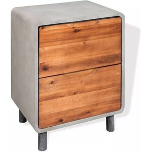 vidaXL Nightstand Solid Acacia Wood Concrete Bedroom Bedside Table 2 Drawer vidaXL Nightstand Solid Acacia Wood Concrete Bedroom Bedside Table 2 Drawer