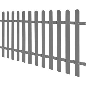vidaXL WPC Picket Fence 200x100cm Grey Outdoor Garden Barrier - Fence vidaXL WPC Picket Fence 200x100cm Grey Outdoor Garden Barrier - Fence