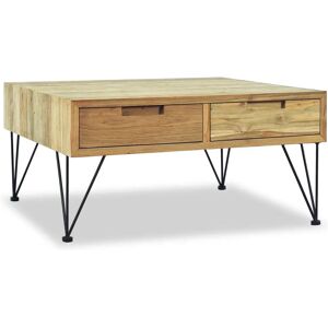 vidaXL Solid Teak Coffee Table 80x80x40cm with 2 Drawers - Coffee Table vidaXL Solid Teak Coffee Table 80x80x40cm with 2 Drawers - Coffee Table