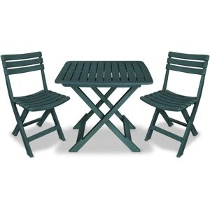vidaXL Green Outdoor Folding Bistro Set - Plastic, 3 pcs vidaXL Green Outdoor Folding Bistro Set - Plastic, 3 pcs