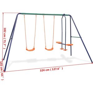 vidaXL Gyngerække med 4 sæder orange - Udendørs børnelegeplads vidaXL Gyngerække med 4 sæder orange - Udendørs børnelegeplads