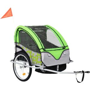 vidaXL Bike Trailer and Stroller Green Grey 2-in-1 vidaXL Bike Trailer and Stroller Green Grey 2-in-1