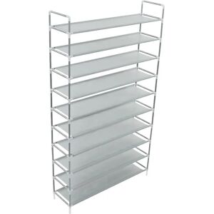 vidaXL Silver Metal Shoe Rack with 10 Shelves - Shoe Storage Furniture vidaXL Silver Metal Shoe Rack with 10 Shelves - Shoe Storage Furniture