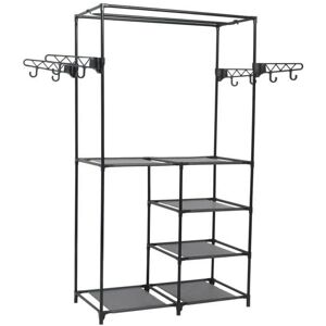 vidaXL Steel Clothes Rack Black - 87x44x158 cm Minimalist Storage Solution vidaXL Steel Clothes Rack Black - 87x44x158 cm Minimalist Storage Solution