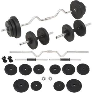 vidaXL 30kg Weight Set - Barbell & Dumbbell with Plates vidaXL 30kg Weight Set - Barbell & Dumbbell with Plates