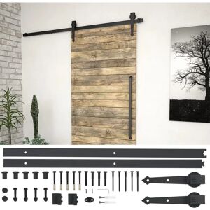 vidaXL Stahl Schwarz 183cm Schiebetür-Set - Schiene vidaXL Stahl Schwarz 183cm Schiebetür-Set - Schiene