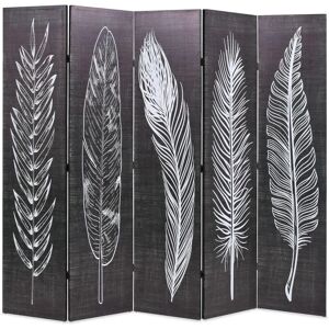 vidaXL Folding Room Divider 200x170cm Feathers Black and White - Room Divider vidaXL Folding Room Divider 200x170cm Feathers Black and White - Room Divider
