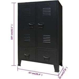 vidaXL Industrial Metal Wardrobe 67x35x107cm Black - Wardrobe vidaXL Industrial Metal Wardrobe 67x35x107cm Black - Wardrobe