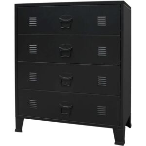 vidaXL Black Metal Industrial Chest of Drawers - 78x40x93cm vidaXL Black Metal Industrial Chest of Drawers - 78x40x93cm
