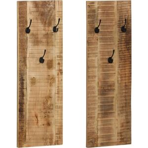 vidaXL Wall Coat Rack 2 pcs Solid Mango Wood - Wall Coat Rack vidaXL Wall Coat Rack 2 pcs Solid Mango Wood - Wall Coat Rack