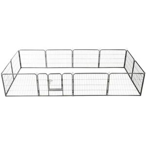 vidaXL Dog Playpen 12 Panels Steel 80x60cm Black - Dog Enclosure vidaXL Dog Playpen 12 Panels Steel 80x60cm Black - Dog Enclosure