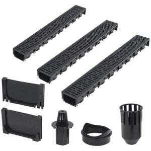 vidaXL Canalis de drainage - 3 pcs, plastique, 3 m - Drainage channels vidaXL Canalis de drainage - 3 pcs, plastique, 3 m - Drainage channels