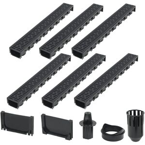 vidaXL Afvoerbuis - 6 st, 6 m, Zwart - Drainage Channel vidaXL Afvoerbuis - 6 st, 6 m, Zwart - Drainage Channel