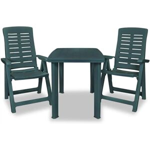 vidaXL 3 Piece Bistro Set Plastic - Green (275078) vidaXL 3 Piece Bistro Set Plastic - Green (275078)