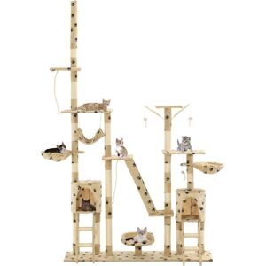 vidaXL Cat Tree 230-250cm Beige Multi-Levels Scratching Post vidaXL Cat Tree 230-250cm Beige Multi-Levels Scratching Post