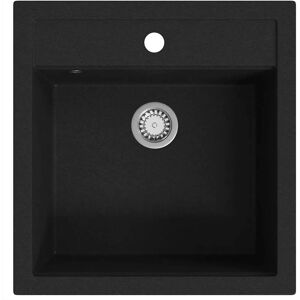 vidaXL Granite Kitchen Sink Single Basin Black - Kitchen Sink vidaXL Granite Kitchen Sink Single Basin Black - Kitchen Sink