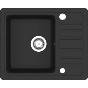 vidaXL Granite Kitchen Sink Single Basin Black - Reversible, Heat-Resistant vidaXL Granite Kitchen Sink Single Basin Black - Reversible, Heat-Resistant