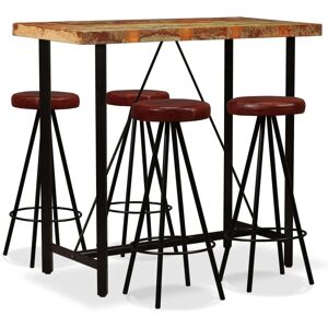 Set de bar industrial de madera reciclada MaisonChic - 5 piezas Set de bar industrial de madera reciclada MaisonChic - 5 piezas