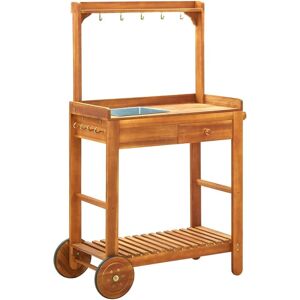 vidaXL Garden Kitchen Trolley - Solid Acacia Wood - 92x43.5x141.5 cm - Garden trolley vidaXL Garden Kitchen Trolley - Solid Acacia Wood - 92x43.5x141.5 cm - Garden trolley