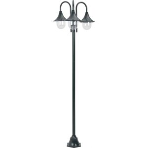 vidaXL Garden Post Light E27 220cm Aluminium 3-Lantern Dark Green - Garden Post Light vidaXL Garden Post Light E27 220cm Aluminium 3-Lantern Dark Green - Garden Post Light