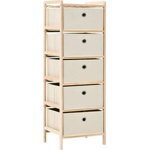 vidaXL Storage Rack with 5 Fabric Baskets Cedar Wood Beige - Storage Rack vidaXL Storage Rack with 5 Fabric Baskets Cedar Wood Beige - Storage Rack