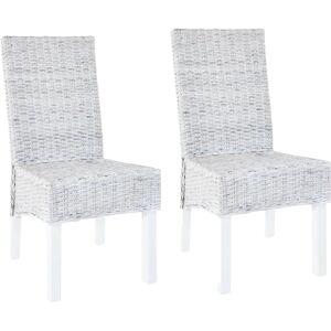 vidaXL Light Brown Kubu Rattan Mango Wood Dining Chairs - Dining Chairs vidaXL Light Brown Kubu Rattan Mango Wood Dining Chairs - Dining Chairs