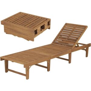 vidaXL Foldable Wooden Lounger with table (44253) vidaXL Foldable Wooden Lounger with table (44253)