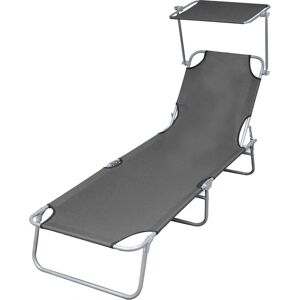 vidaXL Outdoor Klappbare Sonnenliege mit Sonnendach 189 x 58 x 27 cm - Grau vidaXL Outdoor Klappbare Sonnenliege mit Sonnendach 189 x 58 x 27 cm - Grau