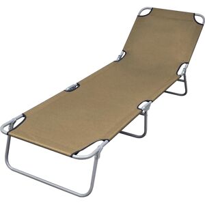 vidaXL Chaise longue en acier pliable - Taupe (44294) - Publicité vidaXL Chaise longue en acier pliable - Taupe (44294) - Publicité