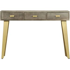 vidaXL Solid Mango Wood Console Table Grey with Brass - Console Table vidaXL Solid Mango Wood Console Table Grey with Brass - Console Table