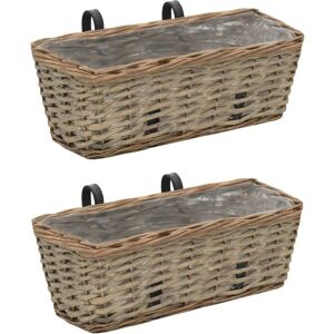 vidaXL 2x Balcony Planter Wicker with PE Lining - Balcony Planter vidaXL 2x Balcony Planter Wicker with PE Lining - Balcony Planter