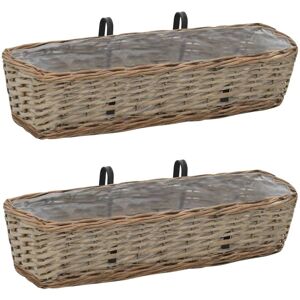 vidaXL 2x Balcony Planter Wicker with PE Lining 60cm - Balcony Planter vidaXL 2x Balcony Planter Wicker with PE Lining 60cm - Balcony Planter