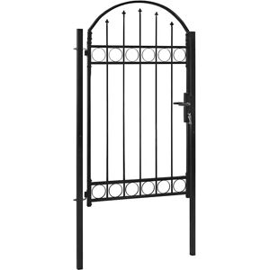 vidaXL Garden Gate with Arched Top Steel 100x175cm Black vidaXL Garden Gate with Arched Top Steel 100x175cm Black