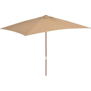 vidaXL Parasol with Wooden Pole 200x300cm Taupe - Outdoor Sunshade vidaXL Parasol with Wooden Pole 200x300cm Taupe - Outdoor Sunshade