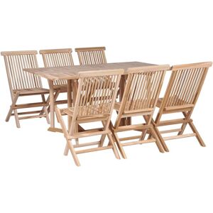 VidaXL 7 Piece Solid Teak Wood Folding Garden Dining Set - Rustic Outdoor Furniture VidaXL 7 Piece Solid Teak Wood Folding Garden Dining Set - Rustic Outdoor Furniture