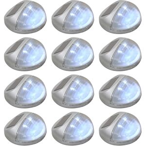vidaXL 12x Outdoor Solar Wall Lamps LED Round Silver Garden Lighting Fixture vidaXL 12x Outdoor Solar Wall Lamps LED Round Silver Garden Lighting Fixture